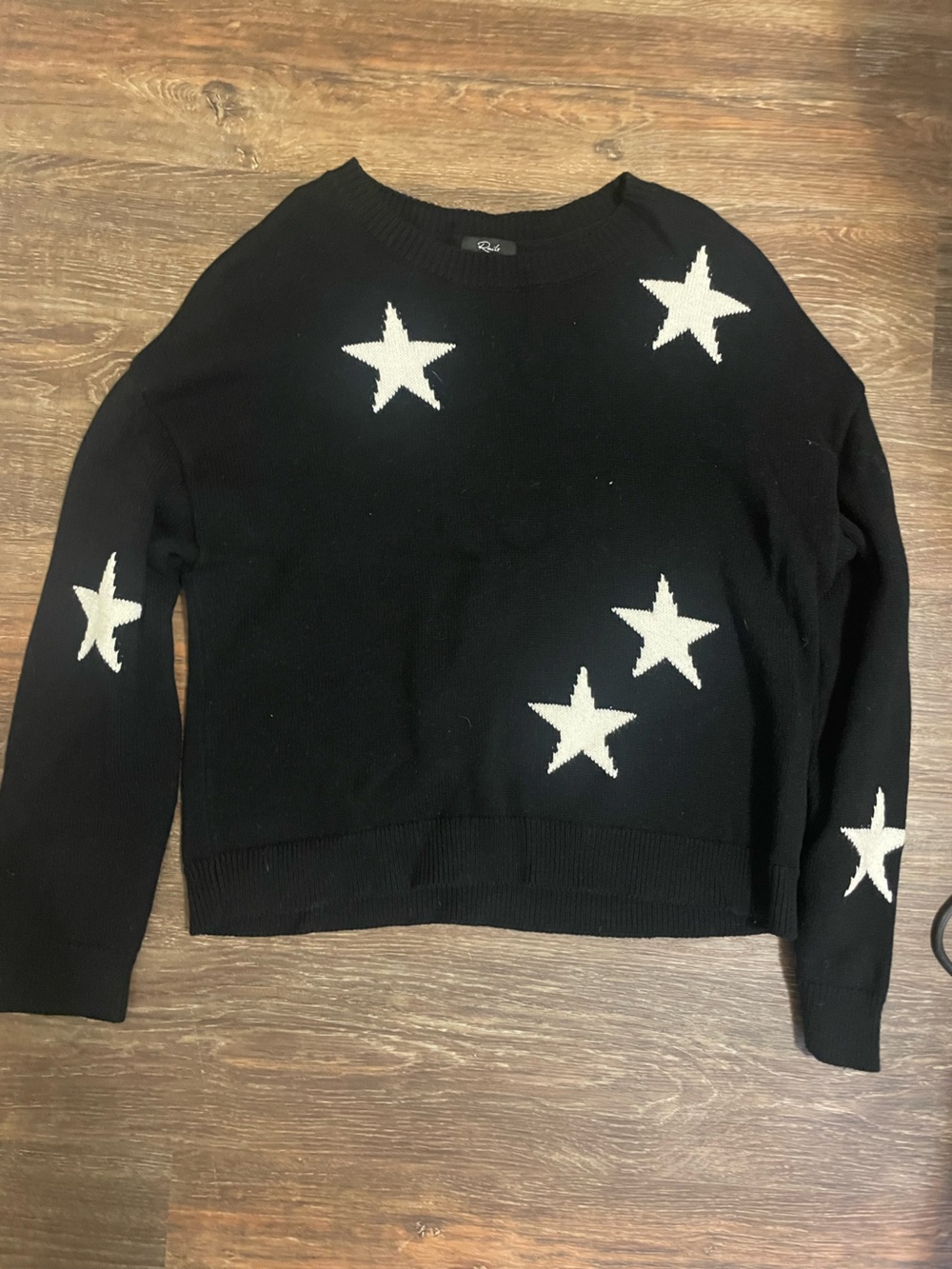 Rails Black Crewneck Sweater with White Star Motif